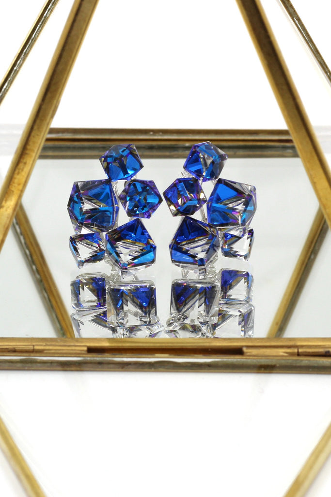 blue crystal earrings necklace set