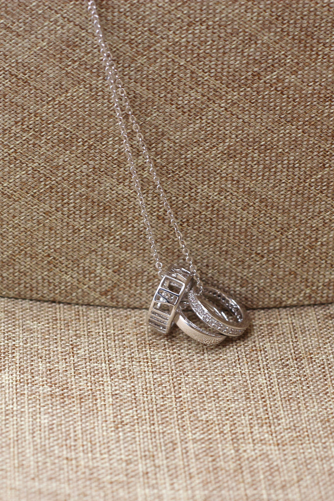 lady circle crystal silver necklace