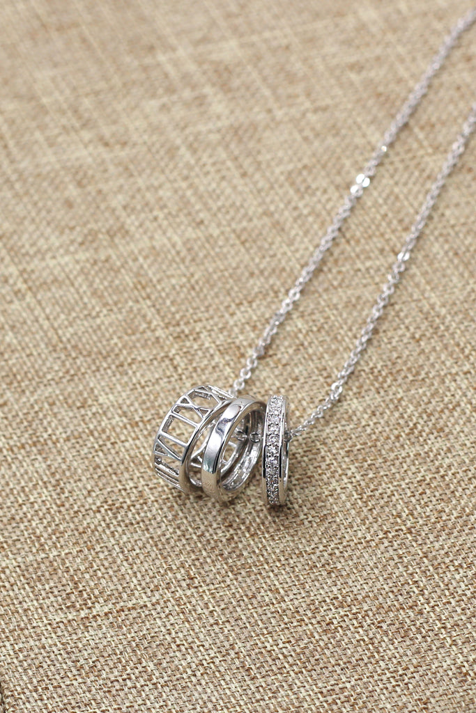 lady circle crystal silver necklace