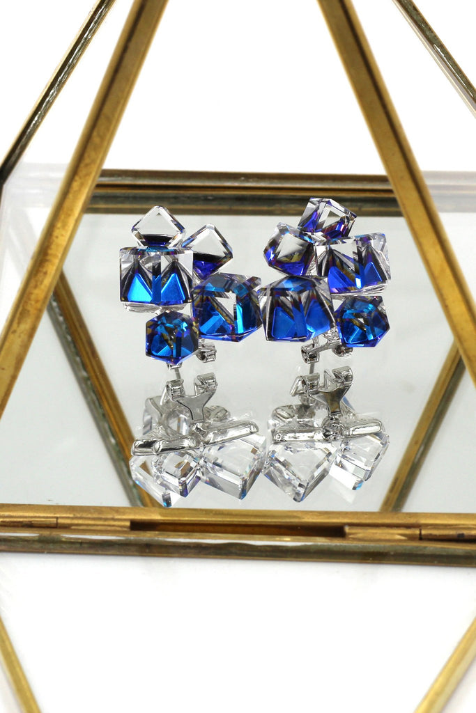 blue crystal ring earrings set