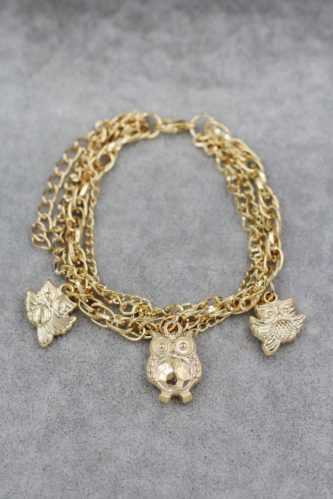 Fashion gold owl earrings bracelet set