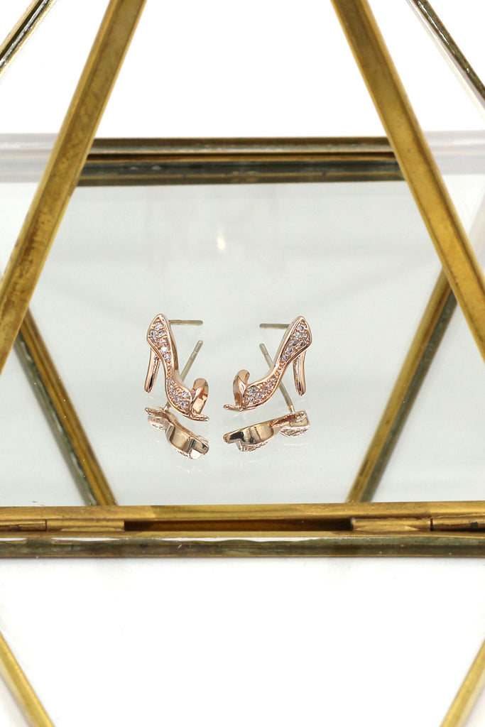 mini heeled shoes crystal earrings