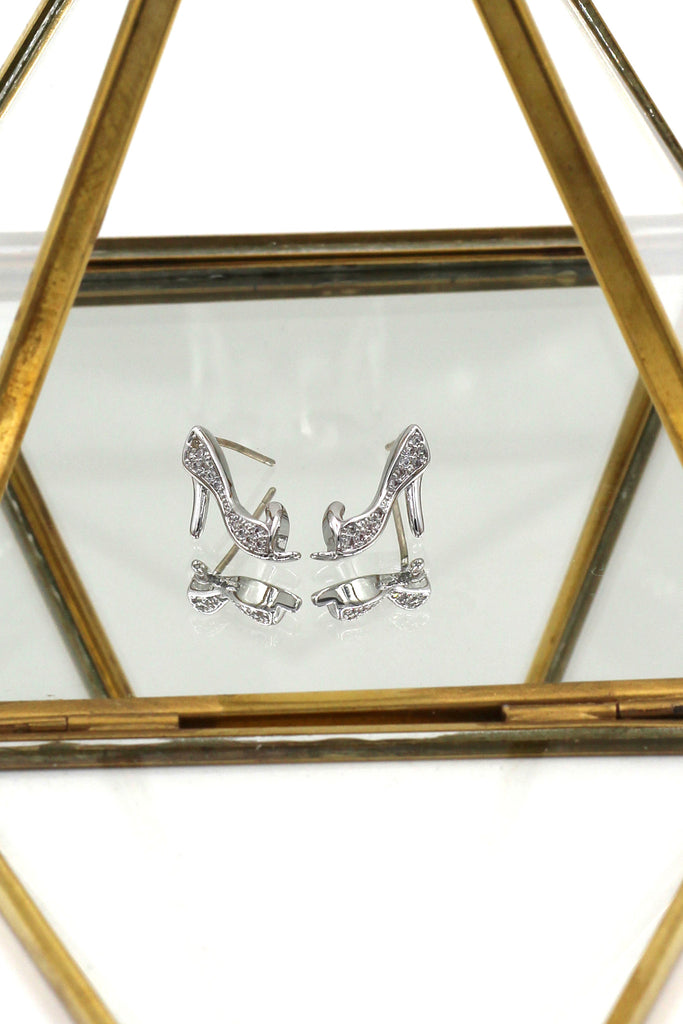 mini heeled shoes crystal earrings