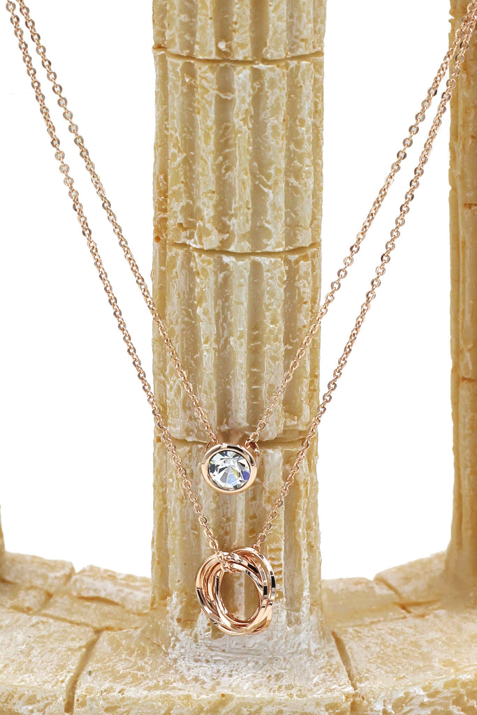duplexes crystal and circle necklace