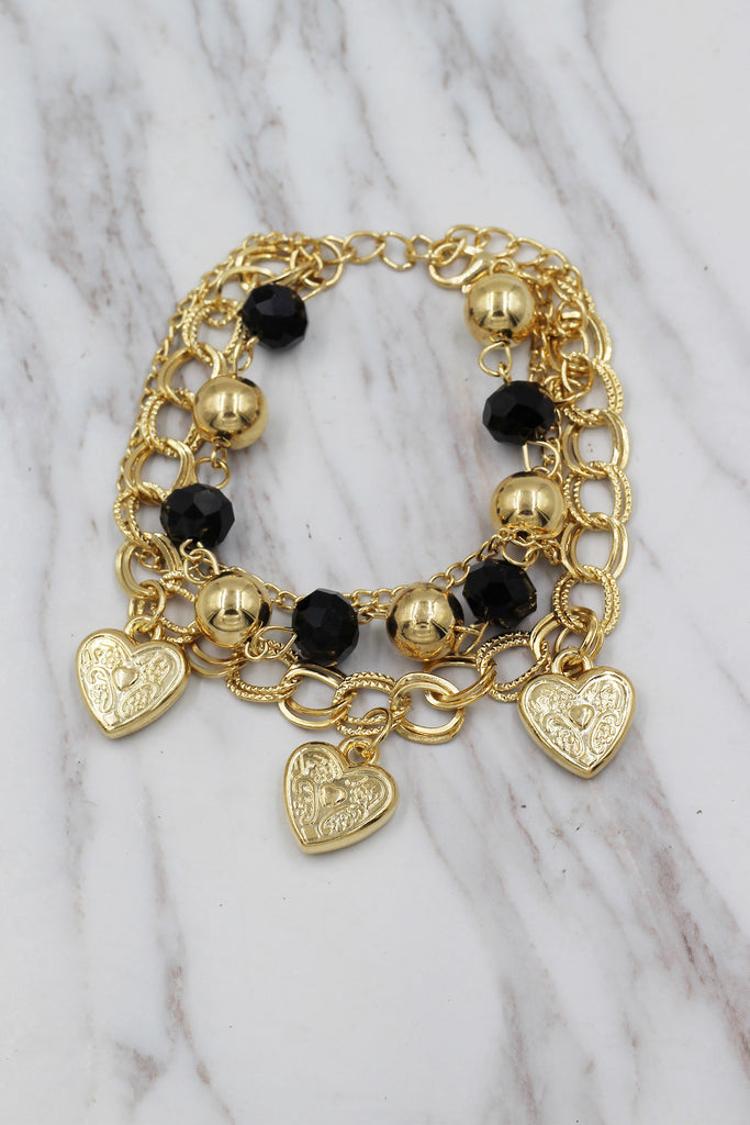 Fashion black crystal love bracelet