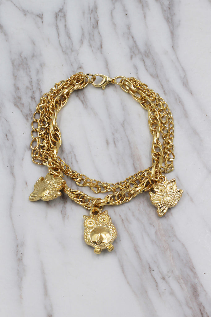 Fashion gold owl bracelet