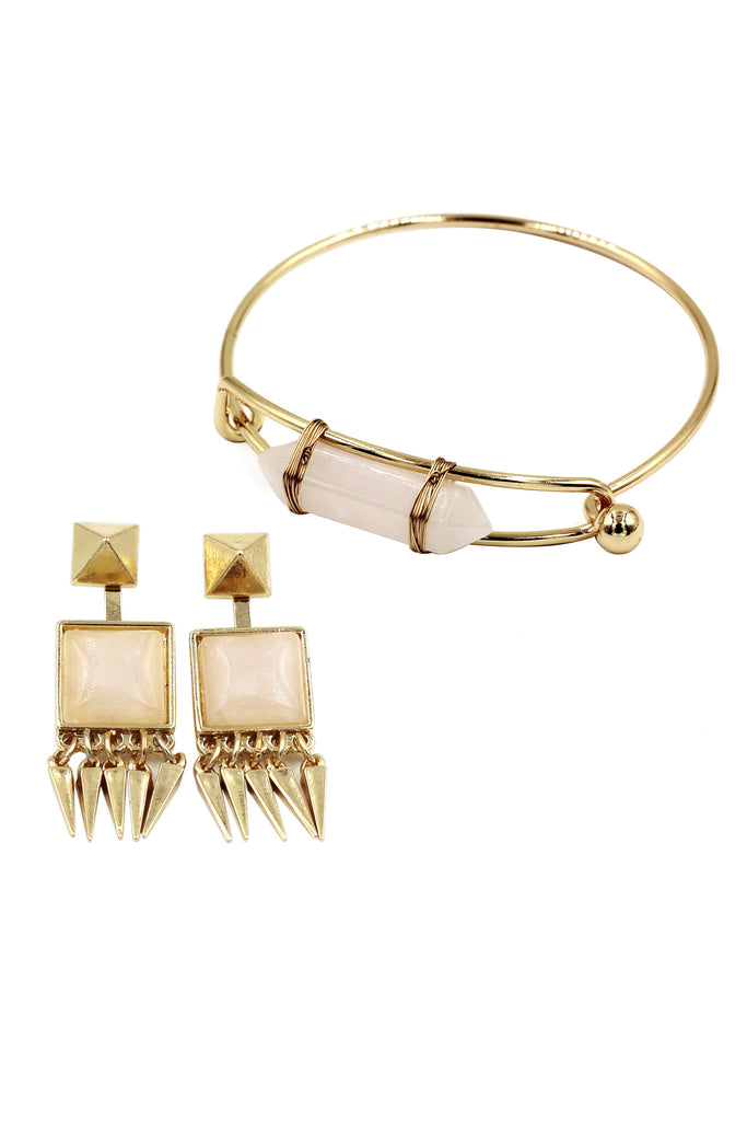 fashion crystal golden bracelet earrings sets