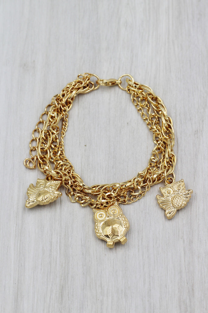 Fashion gold owl bracelet
