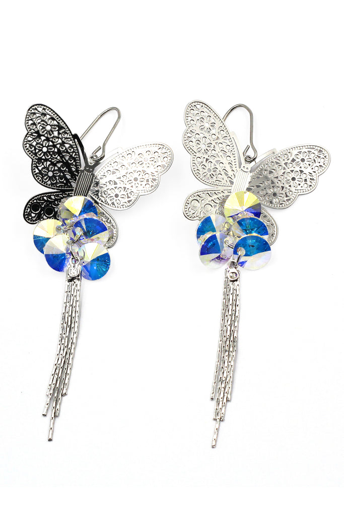 butterfly fringe swarovski crystal earrings