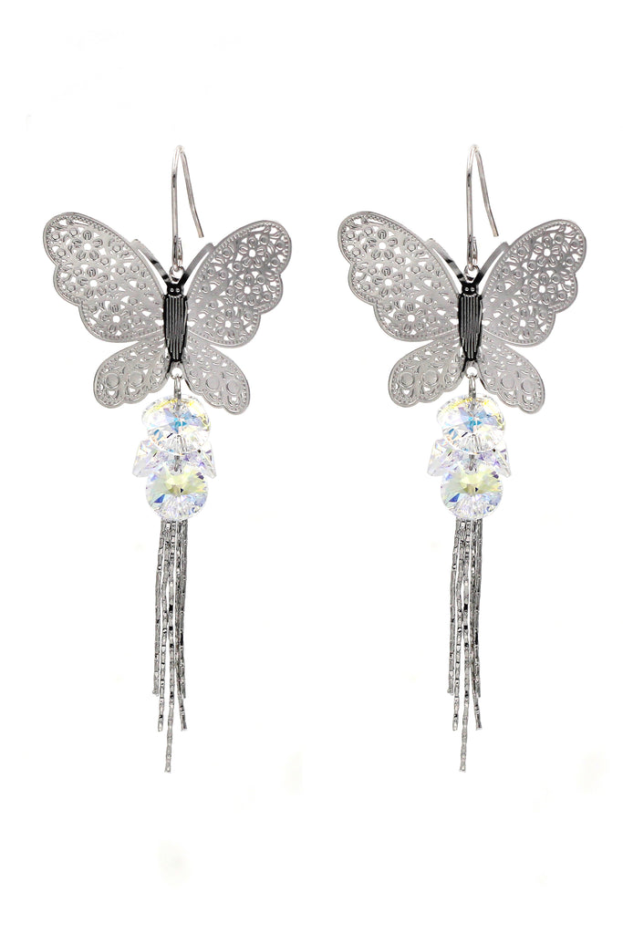 butterfly fringe swarovski crystal earrings