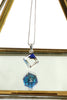 blue necklace earrings ring trio