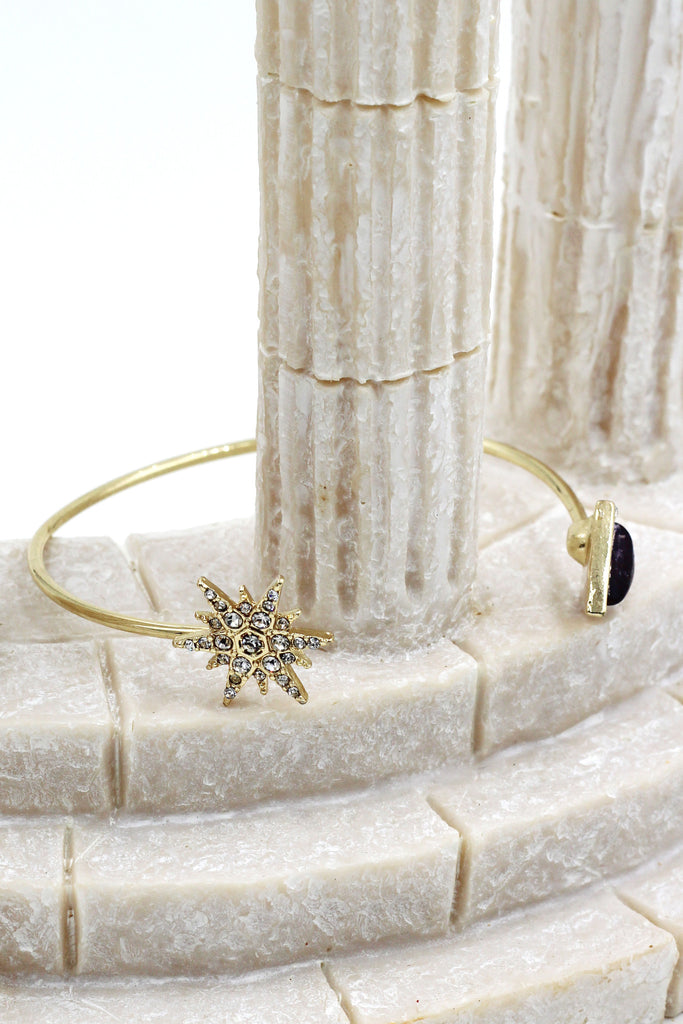 fashion inlaid crystal star bracelet earrings set