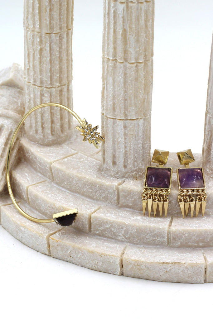 fashion inlaid crystal bracelet earrings golden sets