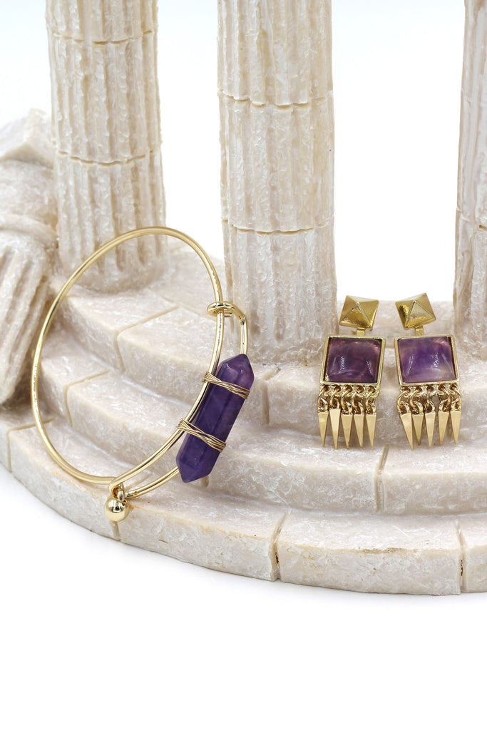 fashion crystal golden bracelet earrings sets