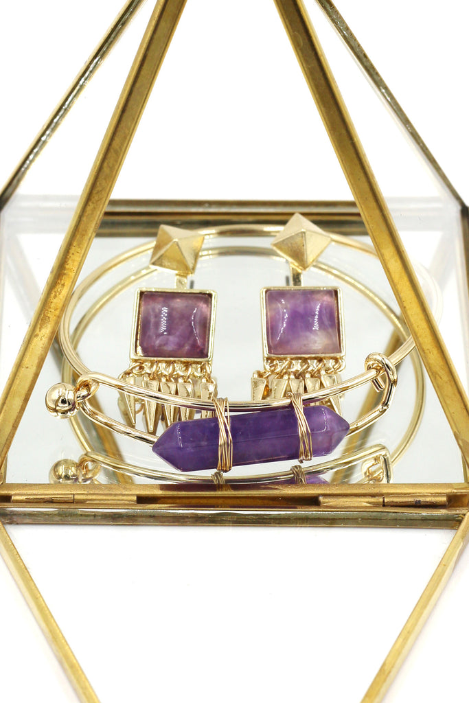 fashion crystal golden bracelet earrings sets