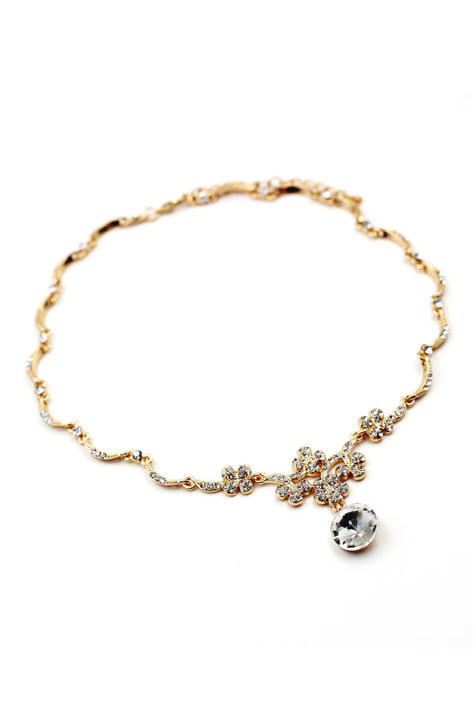 Elegant flowers crystal necklace