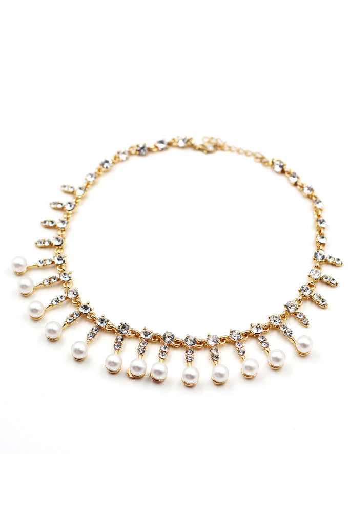 fashion pearl crystal pendant necklace