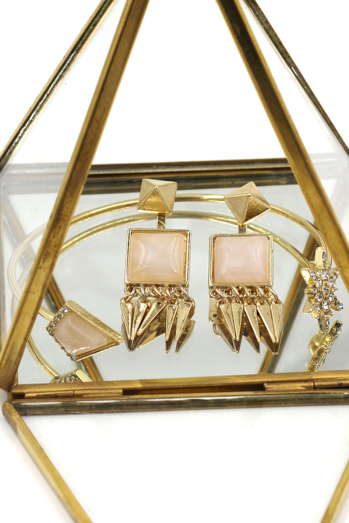 fashion inlaid crystal bracelet earrings golden sets