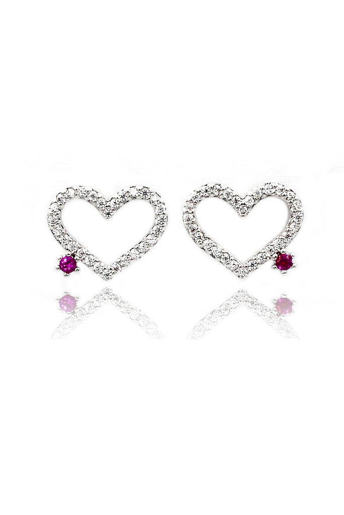 cute heart shaped crystal earrings necklace set