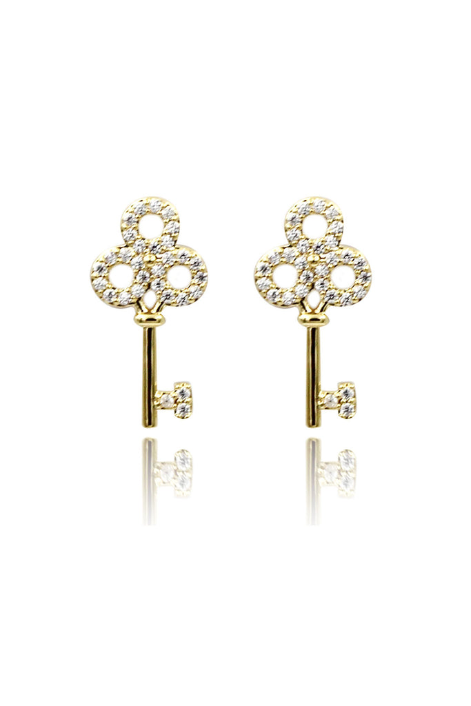 fashion crystal key earrings necklace set