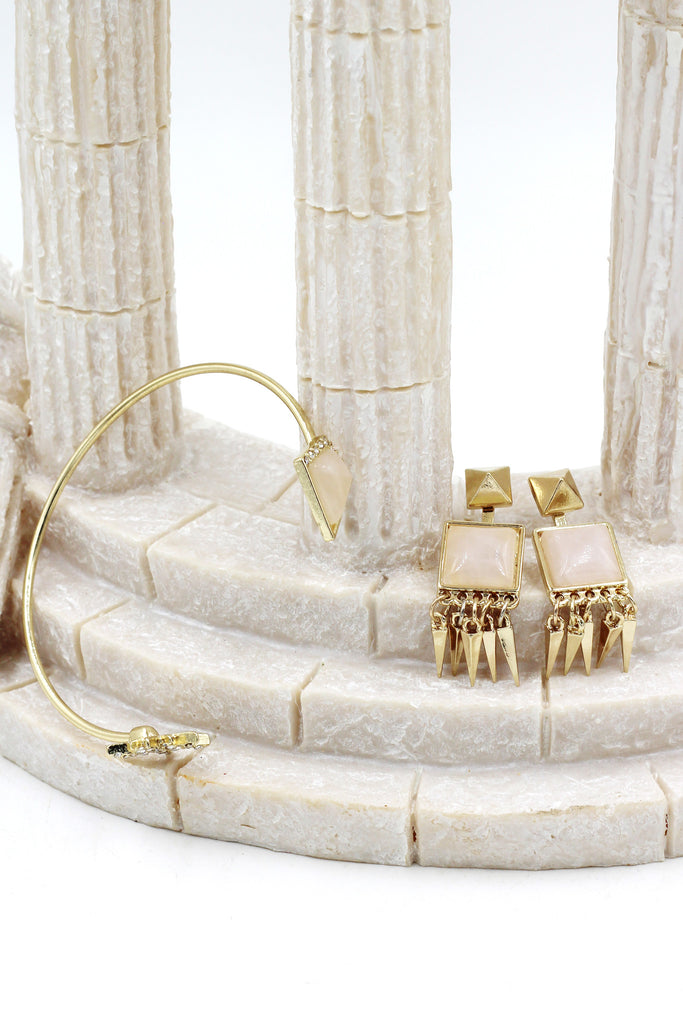 fashion inlaid crystal bracelet earrings golden sets