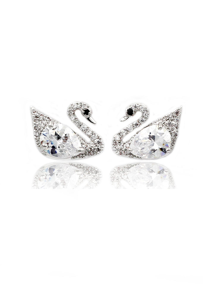 fashion crystal swan earrings bracelet set