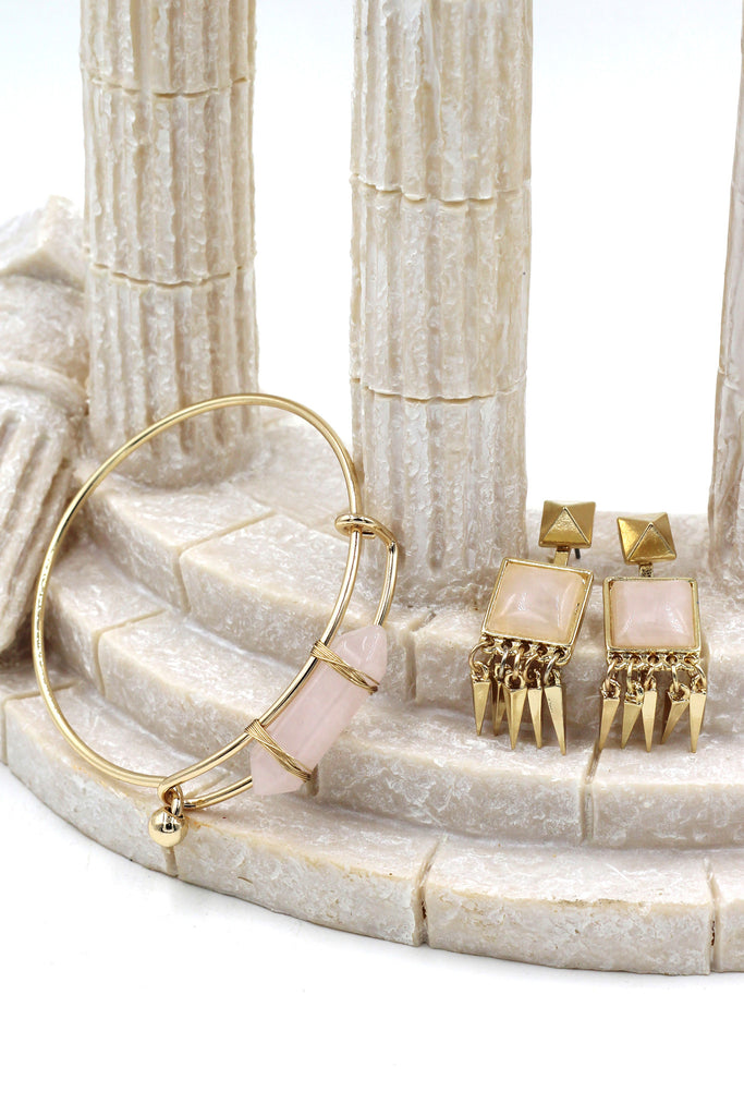 fashion crystal golden bracelet earrings sets