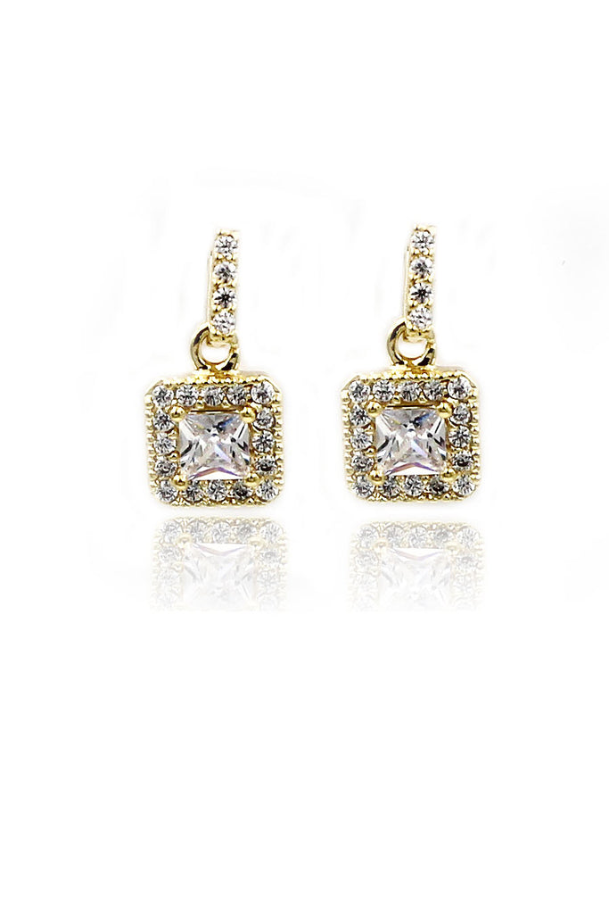 fashion small square crystal earrings necklace set