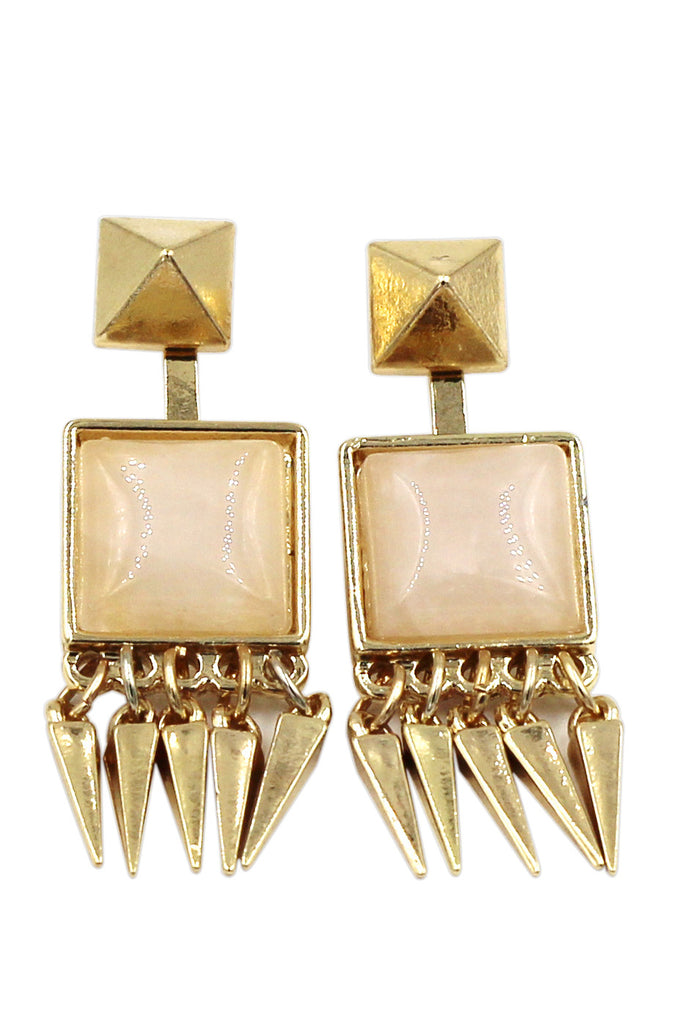 square crystal golden earrings