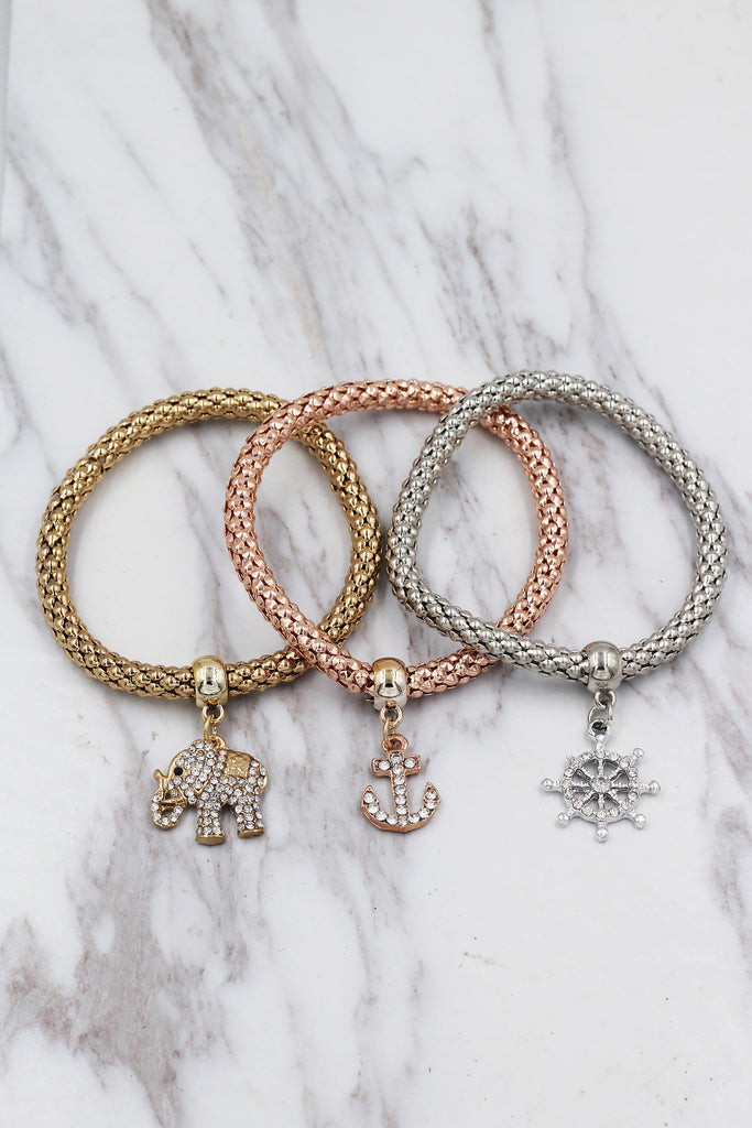 Fashion tricolor diamond pendant bracelet