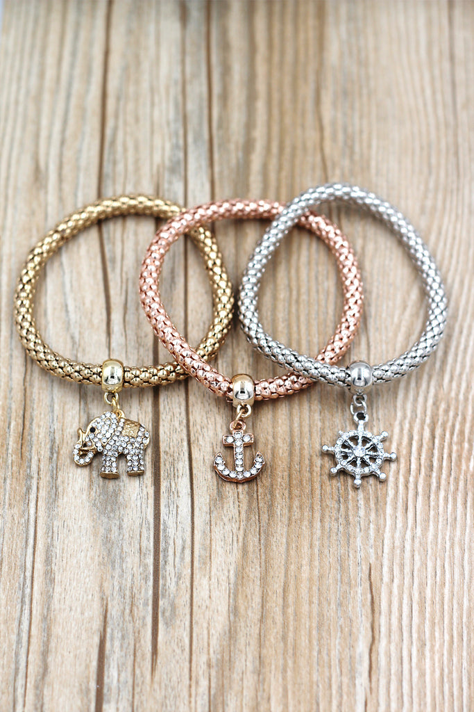 Fashion tricolor diamond pendant bracelet