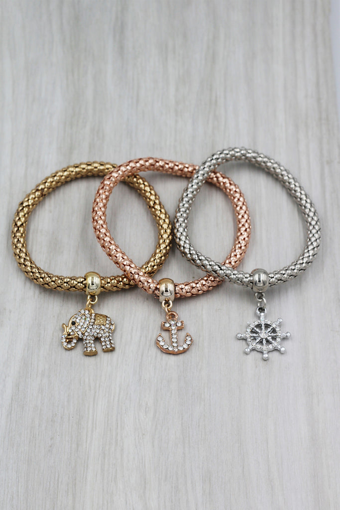 Fashion tricolor diamond pendant bracelet