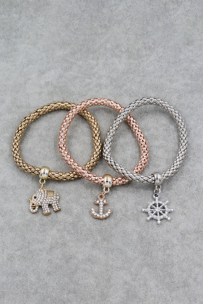 Fashion tricolor diamond pendant bracelet