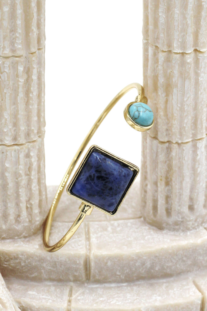 fashion square round golden bracelet earrings set