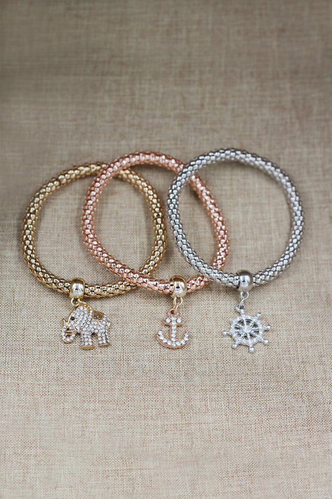 Fashion tricolor diamond pendant bracelet