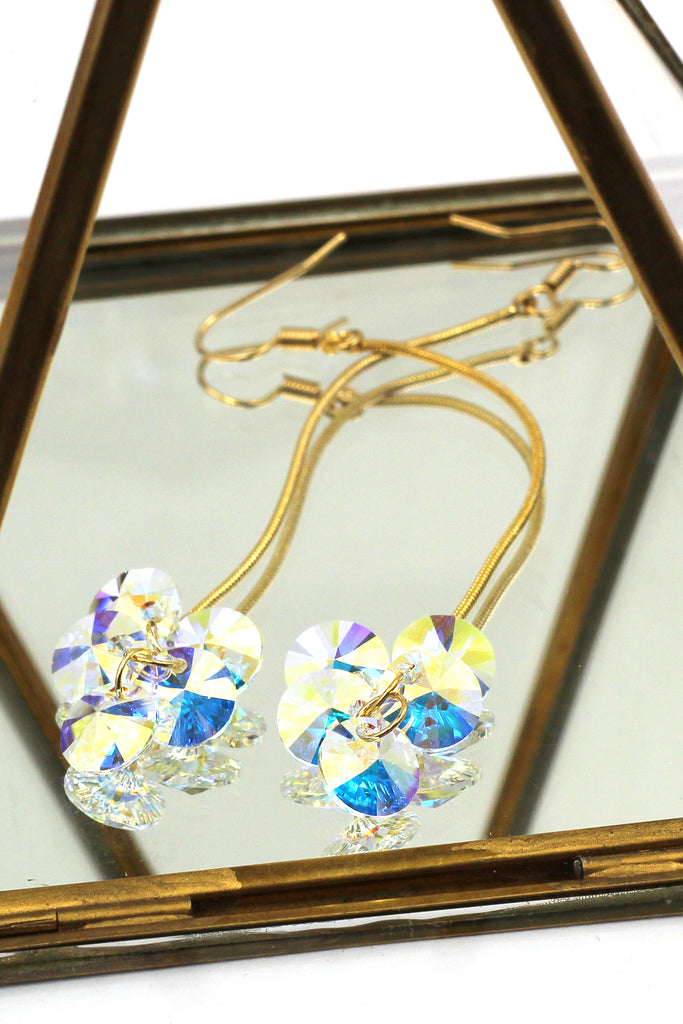 elegant Long Pendant Swarovski Crystal Earrings
