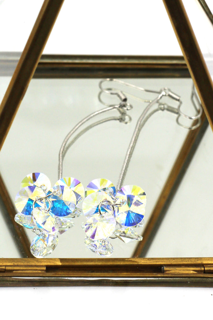 elegant Long Pendant Swarovski Crystal Earrings
