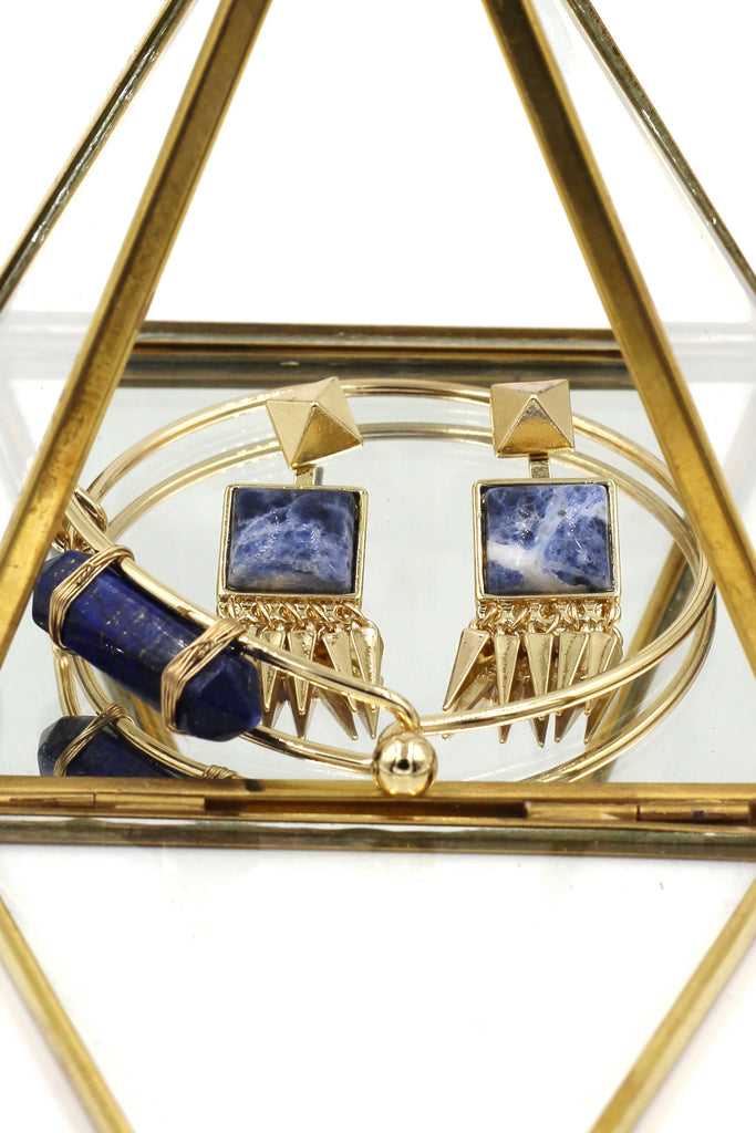 fashion prism golden bracelet earrings set