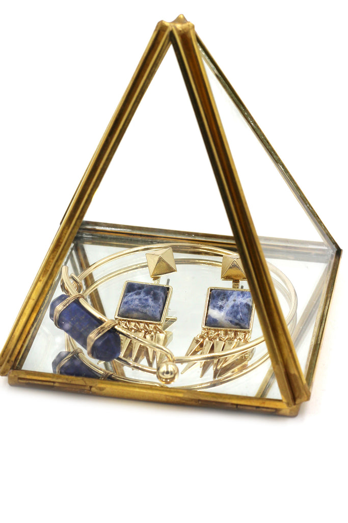 fashion prism golden bracelet earrings set