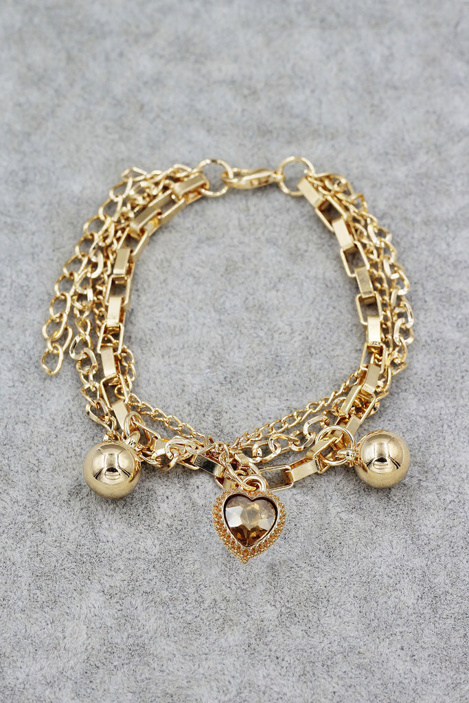 fashion crystal love pendant bracelet