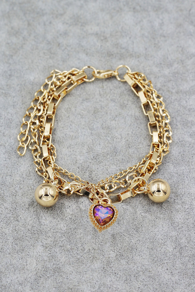 fashion crystal love pendant bracelet