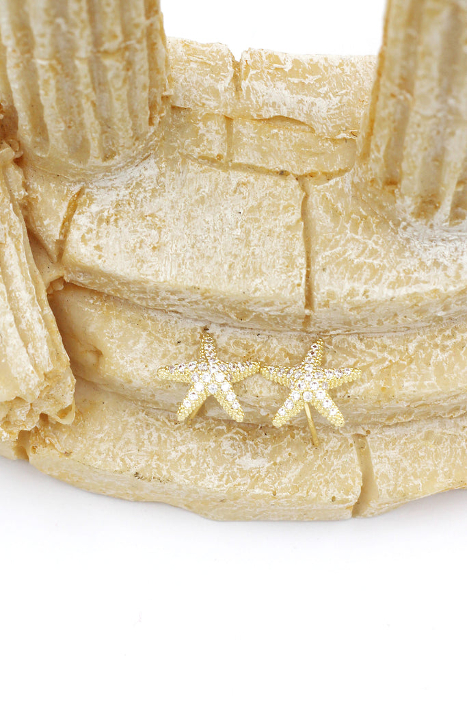 crystal starfish shell pearl necklace earrings set