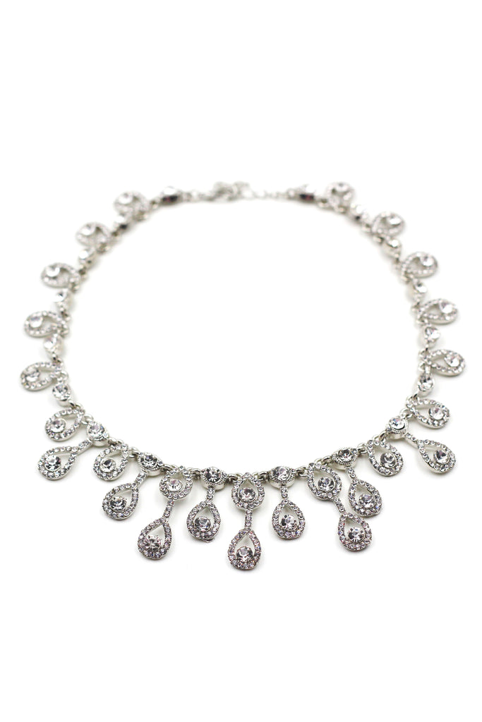 fashion inlaid crystal earring necklace set