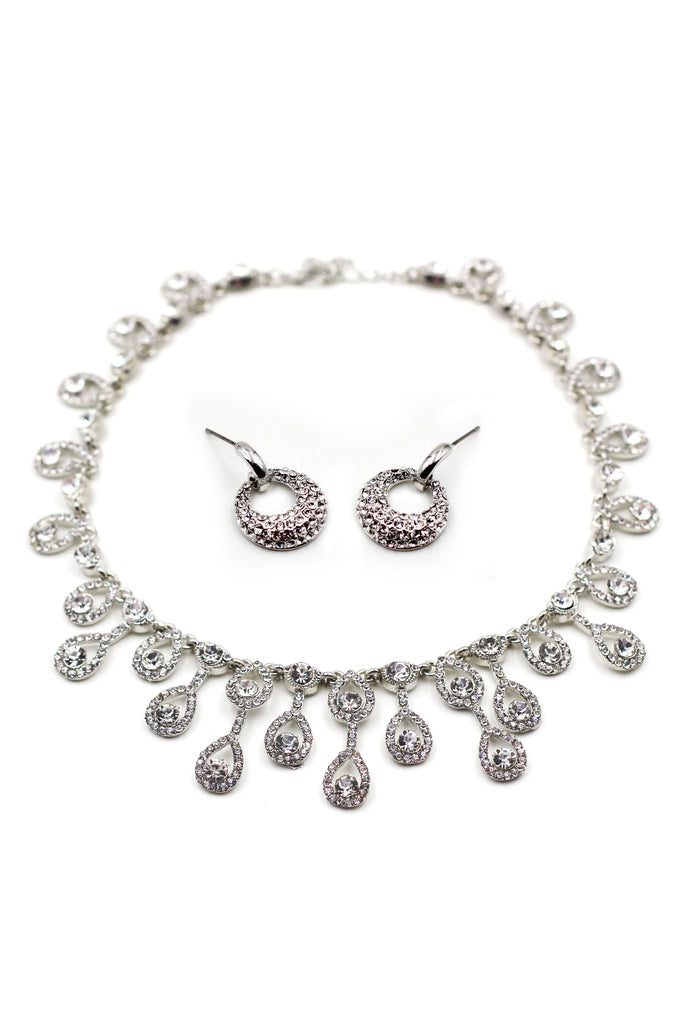noble golden crystal necklace earrings set
