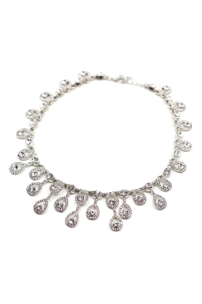 noble golden crystal necklace earrings set