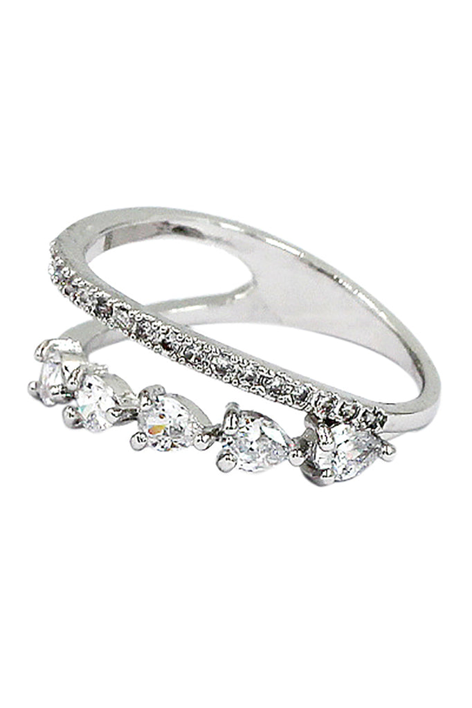 delicate micro crystal silver ring