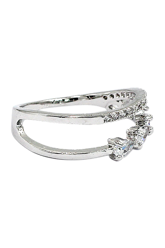 delicate micro crystal silver ring