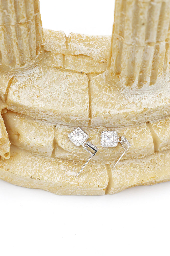 fashion small square crystal earrings necklace set