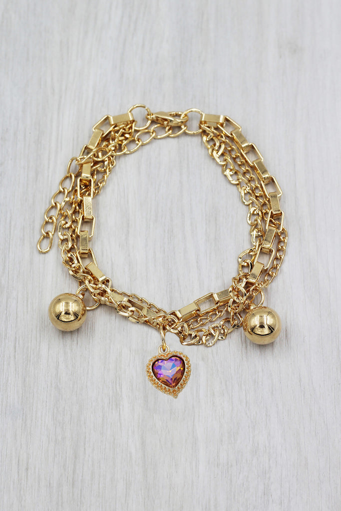 fashion crystal love pendant bracelet