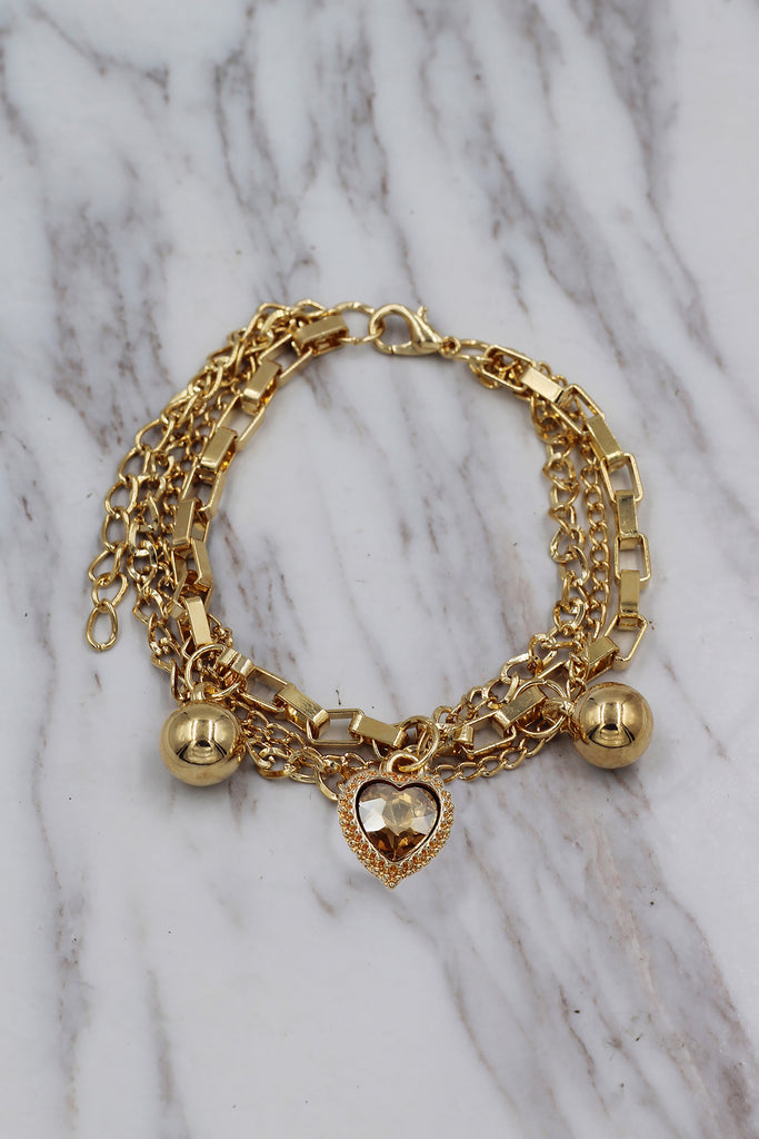 fashion crystal love pendant bracelet